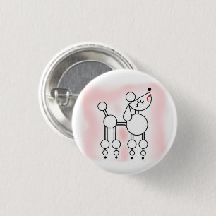 Poodle Vector, White Toy Poodle Pink Badge