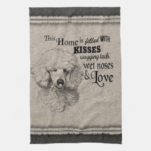 Poodle vintage portrait cute quote tea towel