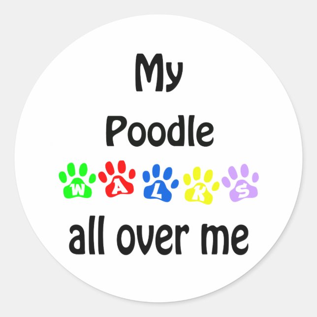 Poodle Walks Design Classic Round Sticker (Front)
