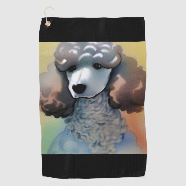 Poodle Watercolor Golf Towel (Front)