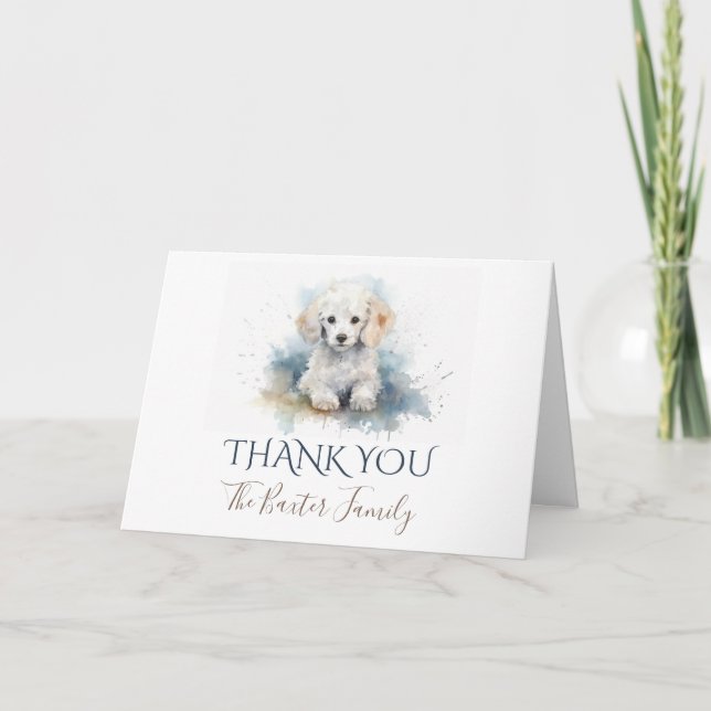 Poodle Watercolor Thank You Card (Front)