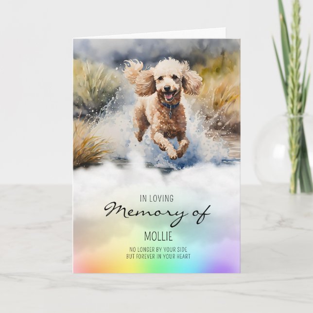 Poodle watercolour pet dog loss sympathy card (Front)