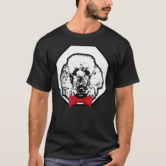 Poodle Wearing Red Bowtie Handsome Dog Breed T-Shirt (Front)