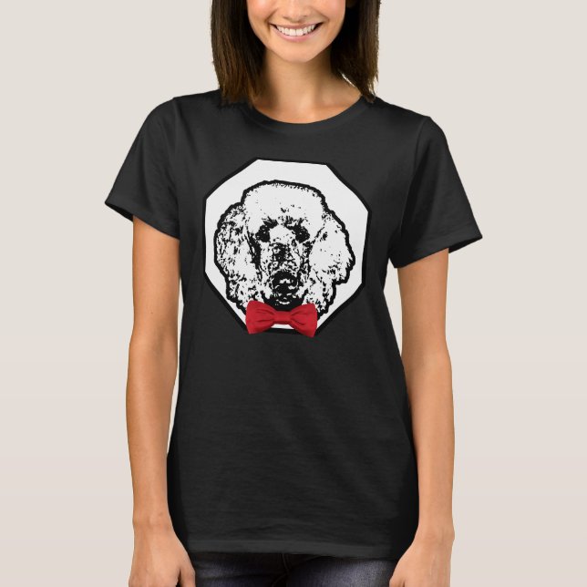 Poodle Wearing Red Bowtie Handsome Dog Breed T-Shirt (Front)