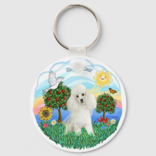 Poodle (white #14) key ring