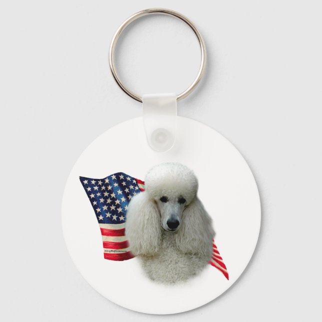 Poodle (white) Flag Key Ring (Front)
