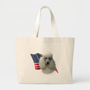 Poodle (white) Flag Large Tote Bag