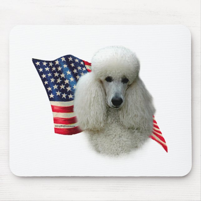 Poodle (white) Flag Mouse Mat (Front)