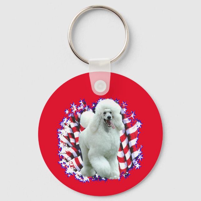 Poodle (white) Patriot Key Ring (Front)