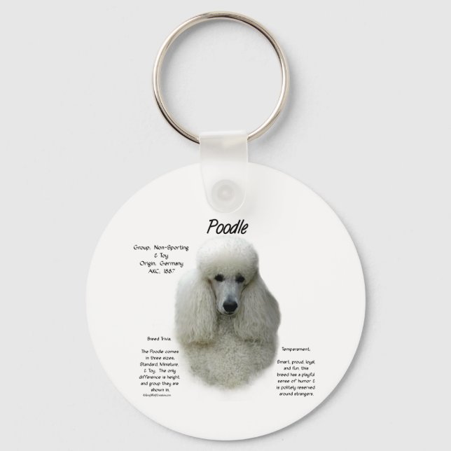Poodle (wht) History Design Key Ring (Front)