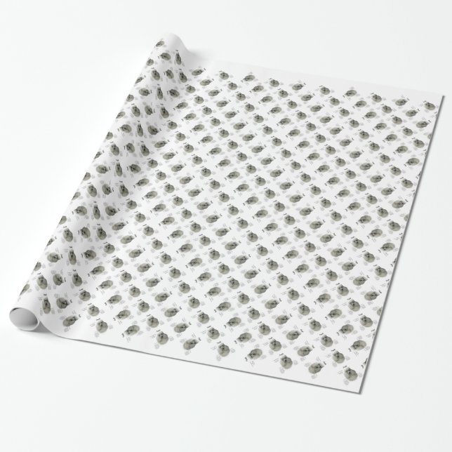 Poodle (wht) History Design Wrapping Paper (Unrolled)