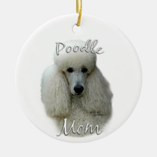 Poodle (wht) Mum 2 Ceramic Tree Decoration