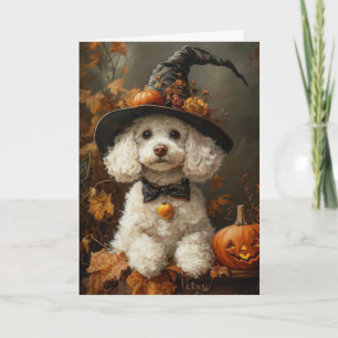 Poodle Witch Halloween Holiday Card