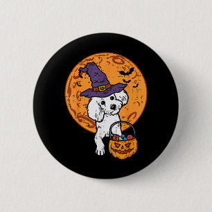 Poodle Witch Moon Jack O Lantern Halloween Dog Men 6 Cm Round Badge