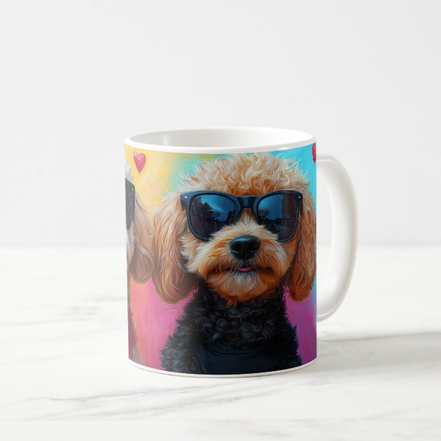 Poodle With Heart Roses Valentine's Day Coffee Mug (Front Right)
