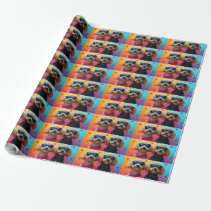 Poodle With Heart Roses Valentine's Day Wrapping Paper