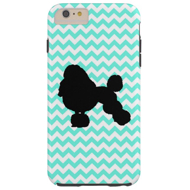 Poodle With Light Blue Chevron Case-Mate iPhone Case (Back)