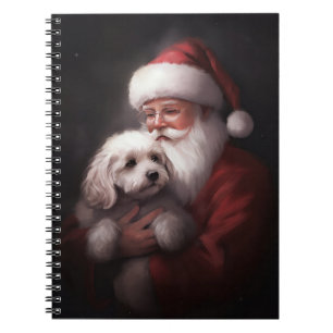 Poodle With Santa Claus Festive Christmas Notebook
