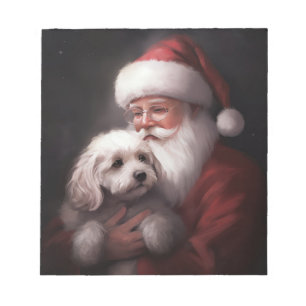 Poodle With Santa Claus Festive Christmas Notepad