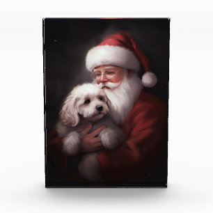 Poodle With Santa Claus Festive Christmas  Photo Block