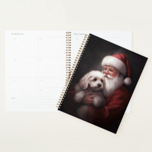 Poodle With Santa Claus Festive Christmas  Planner