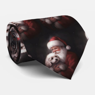 Poodle With Santa Claus Festive Christmas Tie