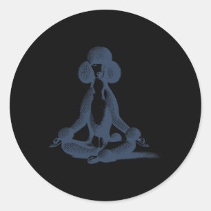 Poodle Yoga Lotus Meditate Standard Vintage Funny Classic Round Sticker