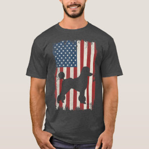 Poodles American Flag USA Dog Lovers Puppy US T-Shirt
