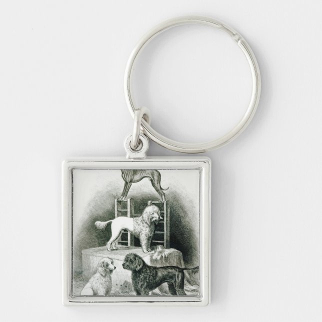 Poodles and Whippet - Group of Mr. Walton's Key Ring (Front)