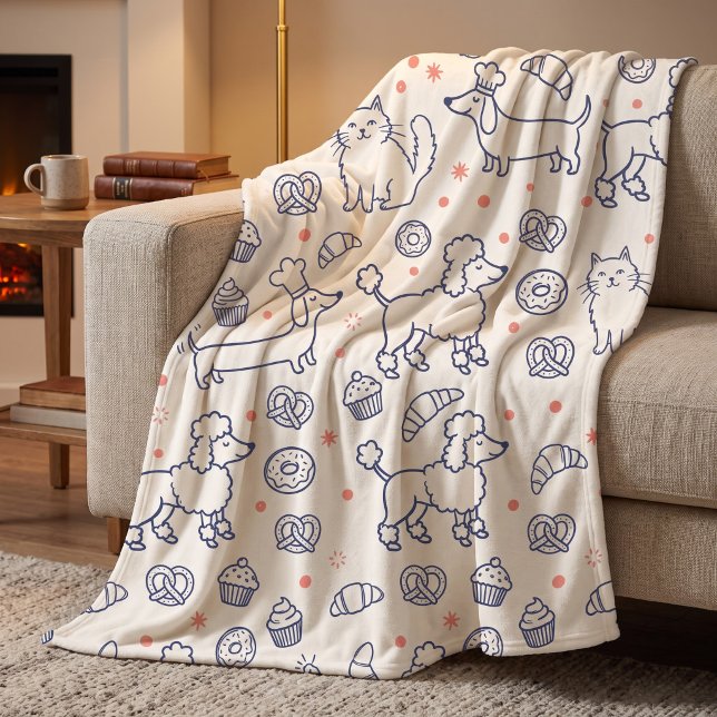 Poodles Dachshunds & Doughnuts Fleece Blanket (Creator Uploaded)