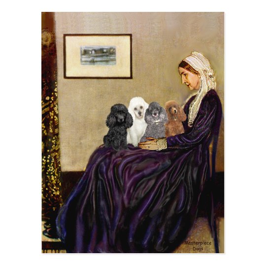 Poodles (four) - Whistler's Mother Postcard