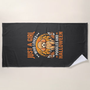 Poodles Halloween Girl Dog Lover Design_1 Beach Towel