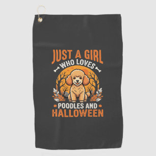 Poodles Halloween Girl Dog Lover Design_1 Golf Towel