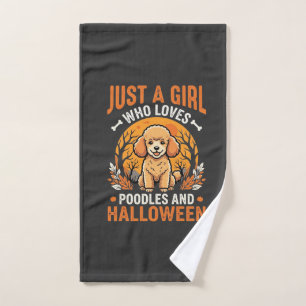 Poodles Halloween Girl Dog Lover Design_1 Hand Towel