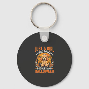 Poodles Halloween Girl Dog Lover Design_1 Key Ring