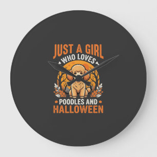 Poodles Halloween Girl Dog Lover Design_1 Large Clock