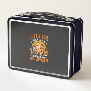 Poodles Halloween Girl Dog Lover Design_1 Metal Lunch Box