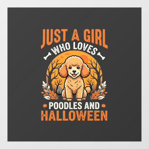 Poodles Halloween Girl Dog Lover Design_1 Window Cling