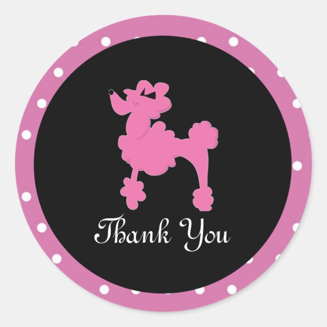 Poodles in Paris Pink Round Sticker Seal (Front)