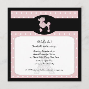 Poodles in Paris Square Pink Invitation