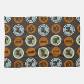 Poodles Pattern with Paw Prints and Dog Biscuits Tea Towel (Horizontal)