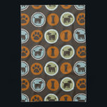 Poodles Pattern with Paw Prints and Dog Biscuits Tea Towel<br><div class="desc"></div>