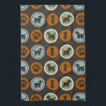 Poodles Pattern with Paw Prints and Dog Biscuits Tea Towel<br><div class="desc"></div>