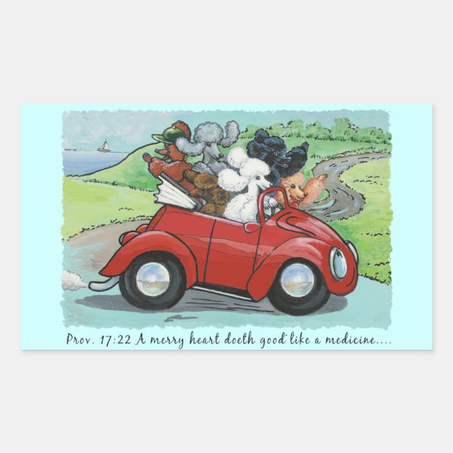 Poodles Retro Scripture Stickers Gift Tags (Front)