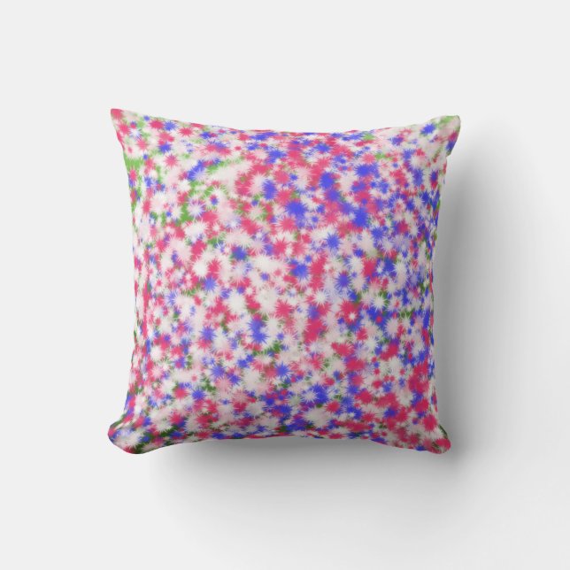 Poofy Fuzzy Flowers Throw Pillow (Front)