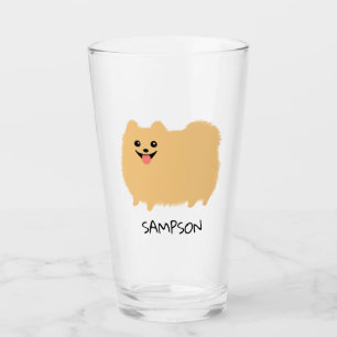 Poofy Pomeranian   Cute Pommie Personalised Glass