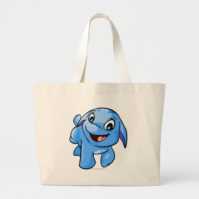 Poogle Blue Large Tote Bag (Front)