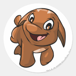Poogle Brown Classic Round Sticker
