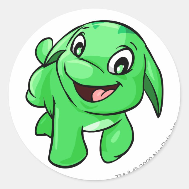 Poogle Green Classic Round Sticker (Front)