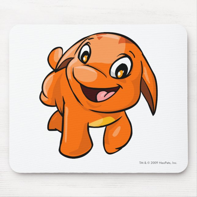 Poogle Orange Mouse Mat (Front)